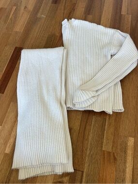 Ribbed Knit Two-Piece Set in Off-White
